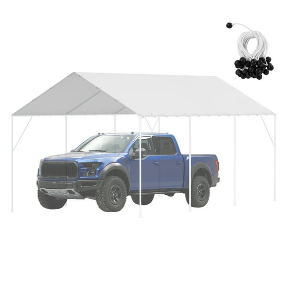 KFFKFF Replacement Canopy 118.11" x 236.22" x 74.80'' White Carport