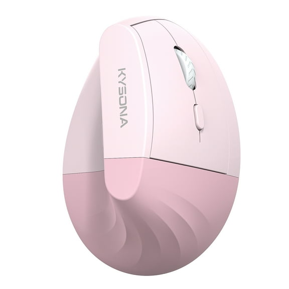 KYSONA EM18 Wireless Ergonomic Vertical Mouse – Silent Click, 5 DPI Levels, Bluetooth & 2.4G, Carpal Tunnel Friendly for PC, Mac, Winwods, Pink
