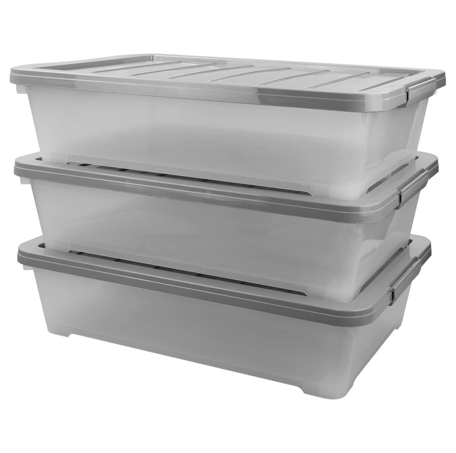 KYTVOLON 3Pack Clear Plastic Under Bed Storage Boxes, 40 Quart Under