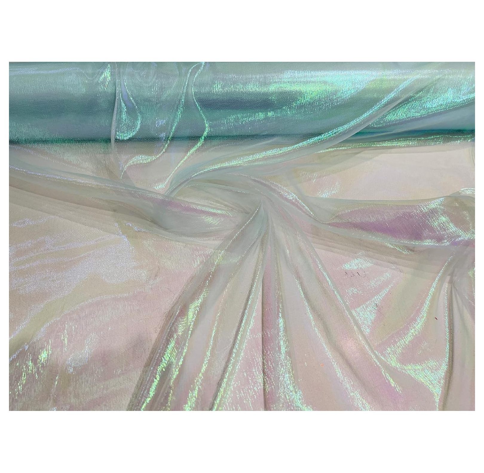 KYTVOLON, 40/45" Wide Iridescent Translucent Crushed Shimmer Organza Fabric, Sells by The Yard