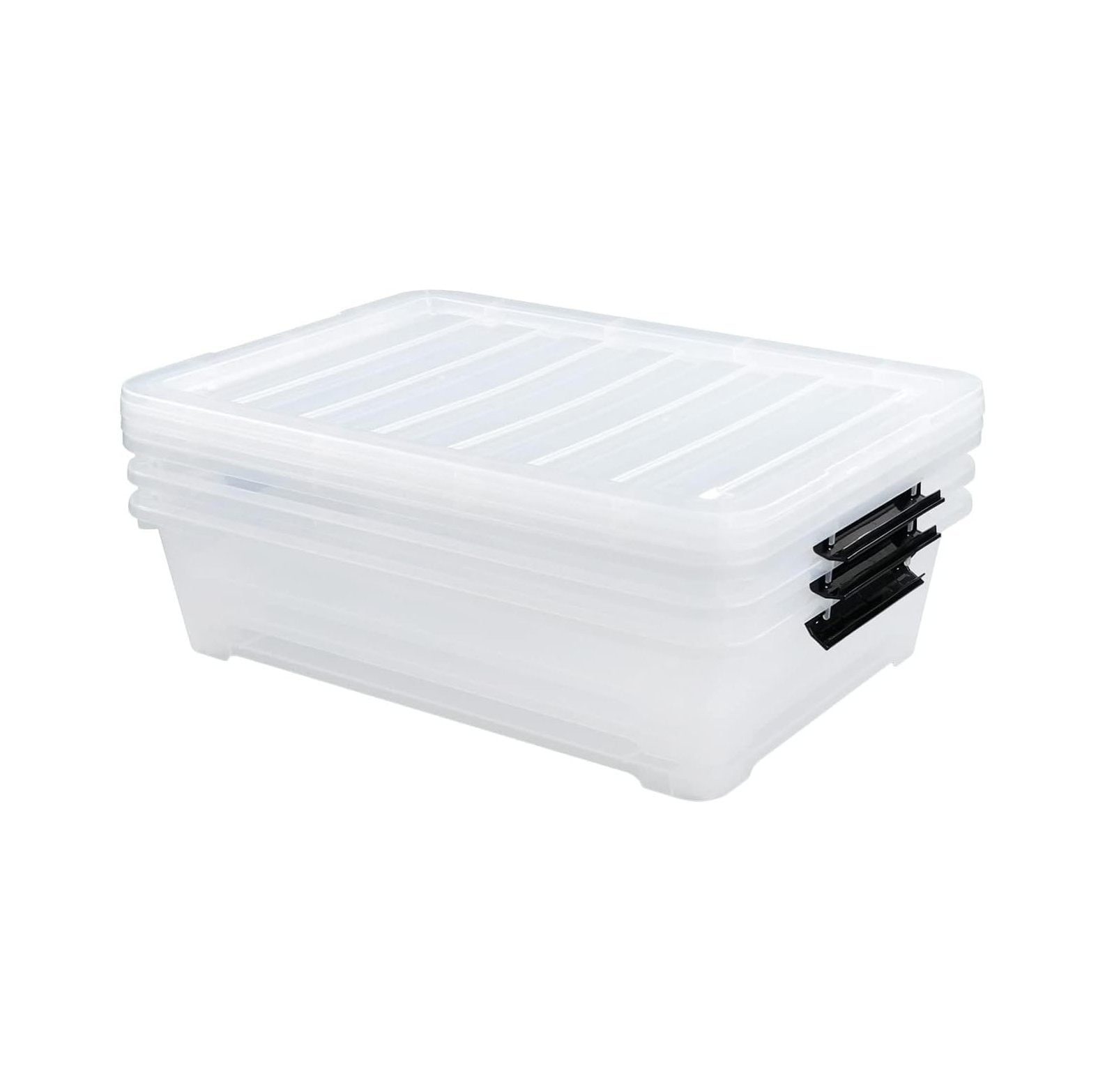 KYTVOLON Plastic Underbed Storage Box, 40 Quart Clear Shallow Box with