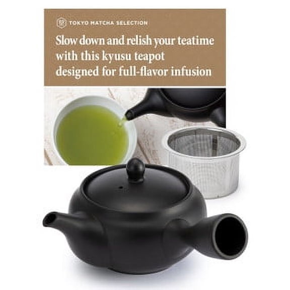 KYUSU TEAPOT with INFUSER for LOOSE LEAF TEA [JAPANESE HANDMADE TOKONAME CERAMIC with BLACK CLAY] 10.1 Fl oz/300 ml
