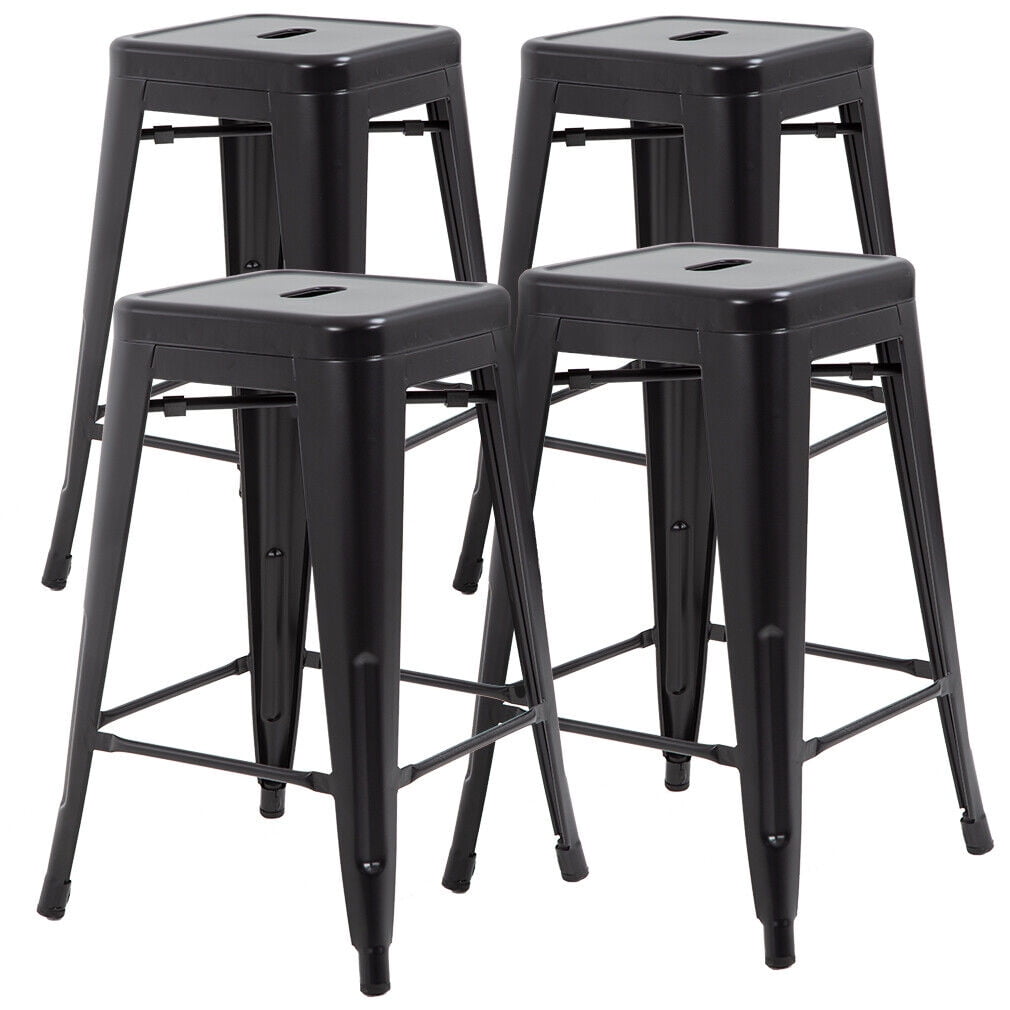 KYUTR Metal Bar Stools  Indoor Outdoor Stackable Barstools Modern Style Industrial Vintage Counter Bar Stools Set of 4