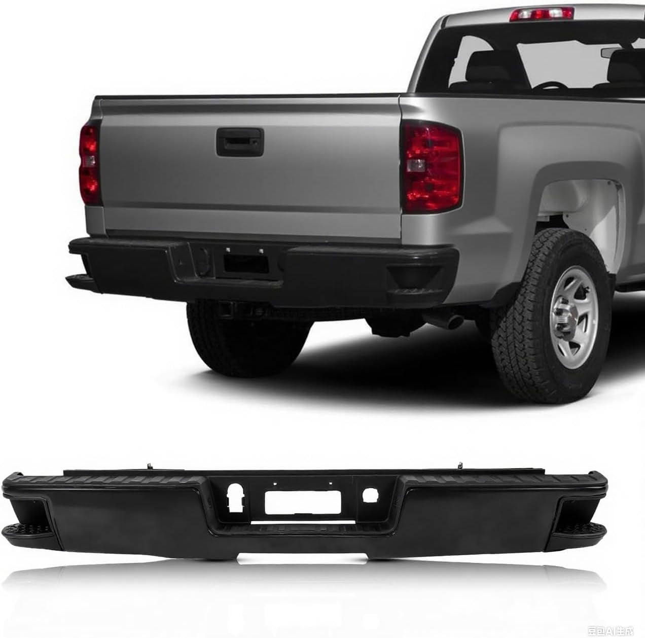 Direct Replacement Rear Bumper For Chevy Silverado 1500 & GMC Sierra 1500 (2007-2013) – No Sensor Holes, Black - View #4