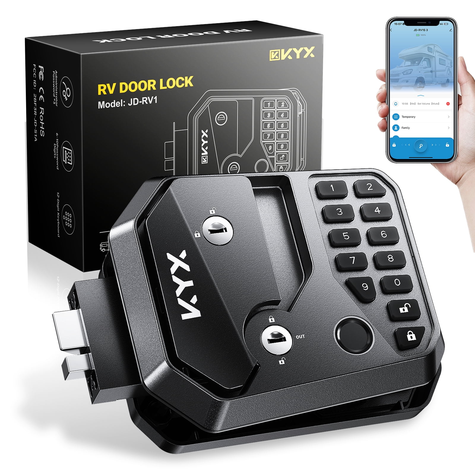KYX RV Door Lock Replacement Keyless Entry Keypad, Bluetooth APP ...