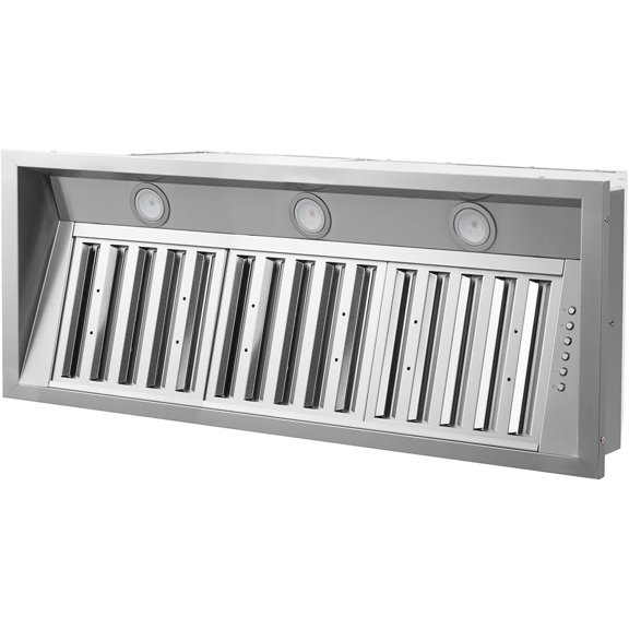 KYascend 48 inch Built-in Range Hood Insert Vent, Dual Motors Stainless Steel Kitchen 1400 CFM with Push Button Control, Ducted, Baffle Filters, 4 Speed Stove Exhaust Fan, ETL listed