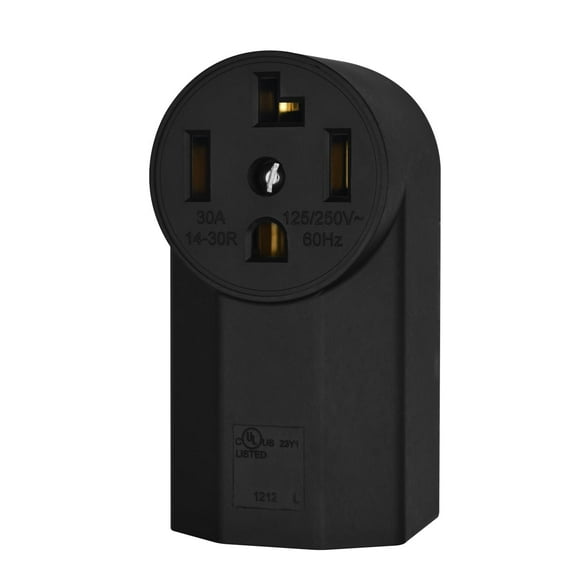 KYascend NEMA 14-30R Receptacle 3-Pole 4-Wire Surface Mount Range Power Receptacle, Industrial Grade 30A 125/250V UL Listed, Black