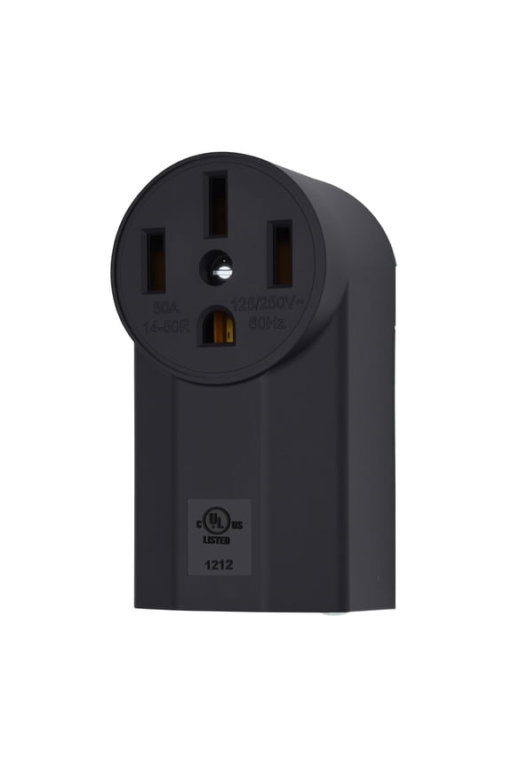 NEMA 14-50R 50 Amp Heavy Duty Outlet, 3-Pole 4-Wire Surface Mount Power Receptacle, UL Certiied, 125/250 Volt Black Stove Outlet