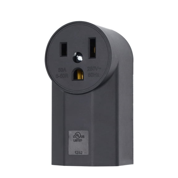 KYascend NEMA 6-50R Receptacle 2-Pole 3-Wire 250V 50A Surface Mount Heavy Duty UL Listed Black Outlet for EV Charger Welding Machine Stove Dryer