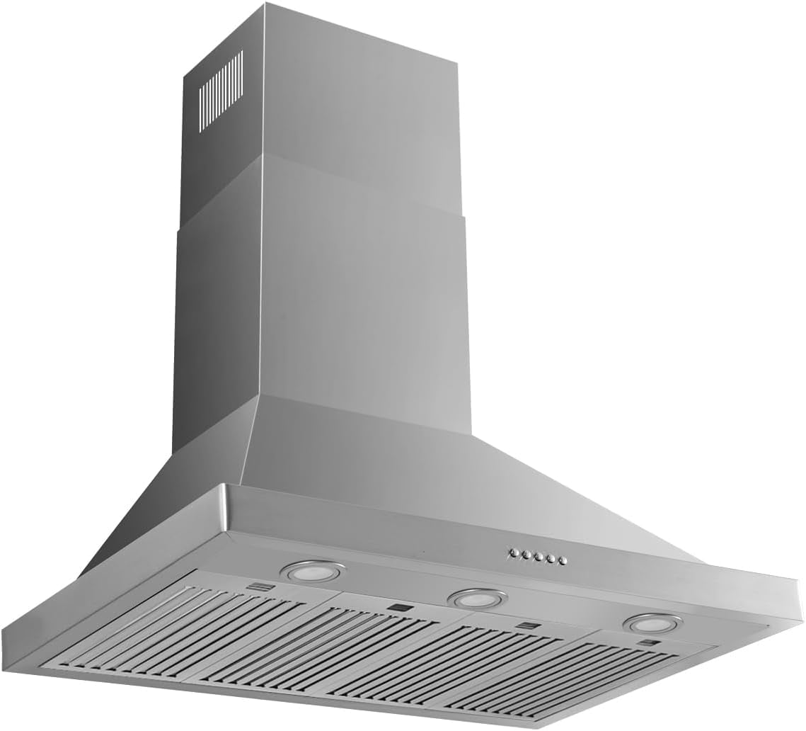 KYascend Upgraded 48 inch Wall Mount Range Hood Vent Convertible Dual Motors 1500CFM Stainless Steel for Kitchen 3 Speed Exhaust Fan ETL Listed