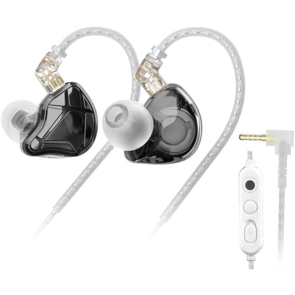KZ Axas in Ear | Noise Isolating Gaming IEMs with Mic, Low-Distortion Audio, FPS Co-Tuned, Detachable Ear Buds(Black 3.5mm with MIC)