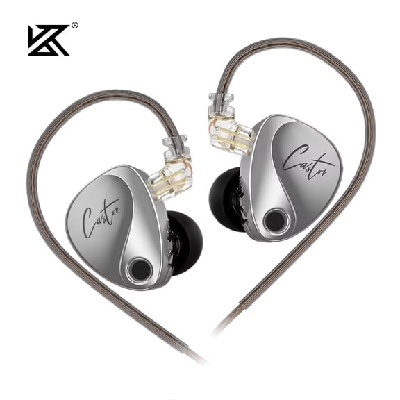 KZ Castor 2DD Dual Dynamic Driver In-Ear Monitors, Tunable HiFi Earphones with Deep Bass, Detachable Cable Wired IEM Headphones for Audiophiles