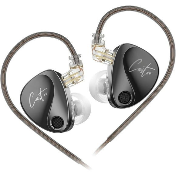 KZ Castor Wired Earbuds IEM in Ear Earphones, 2DD Tuning Adjustable Dual-Driver Supper Bass Wired Headphones, Harman Target with Improved Bass Version Monitor Headphones(Black,without Mic)