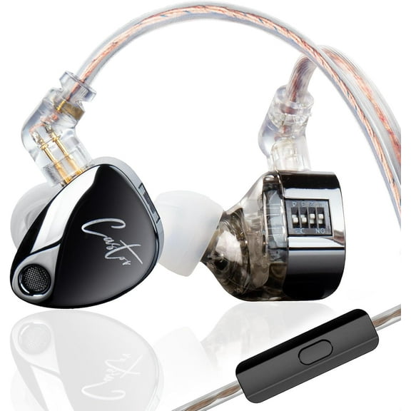 KZ Castor Wired Earbuds IEM in Ear Earphones, 2DD Tuning Adjustable Dual-Driver Supper Bass Wired Headphones, Harman Target with Improved Bass Version Monitor Headphones(Black,with Mic)