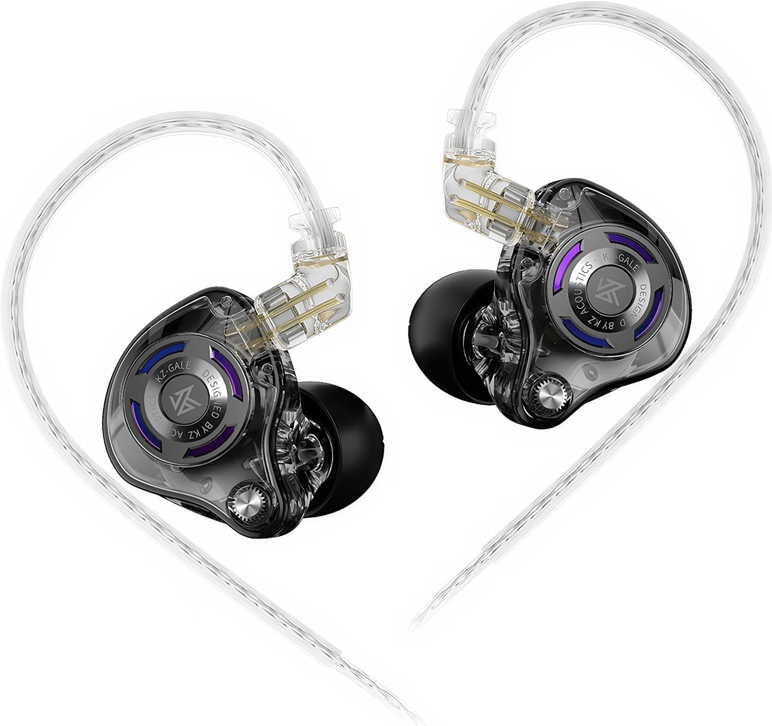 KZ Gale in-Ear Monitors,Super-Linear Dynamic Driver IEM Earphone,Ultra-Responsive Bass Hi-Fi Wired Gaming Earbuds with Detachable Recessed 2Pin Cable for Audiophile(Without Mic, Black)