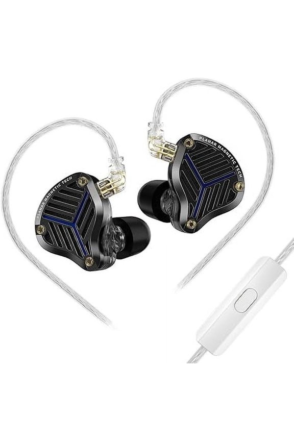 PRX HiFi Planar Magnetic Driver in-Ear Monitor, Bass Stereo Sound Comfortable Wired Earbuds, Secure Fit Sound Isolation High Sensitivity Earphone for Audio Engineers, Musicians (Black,with Mic)