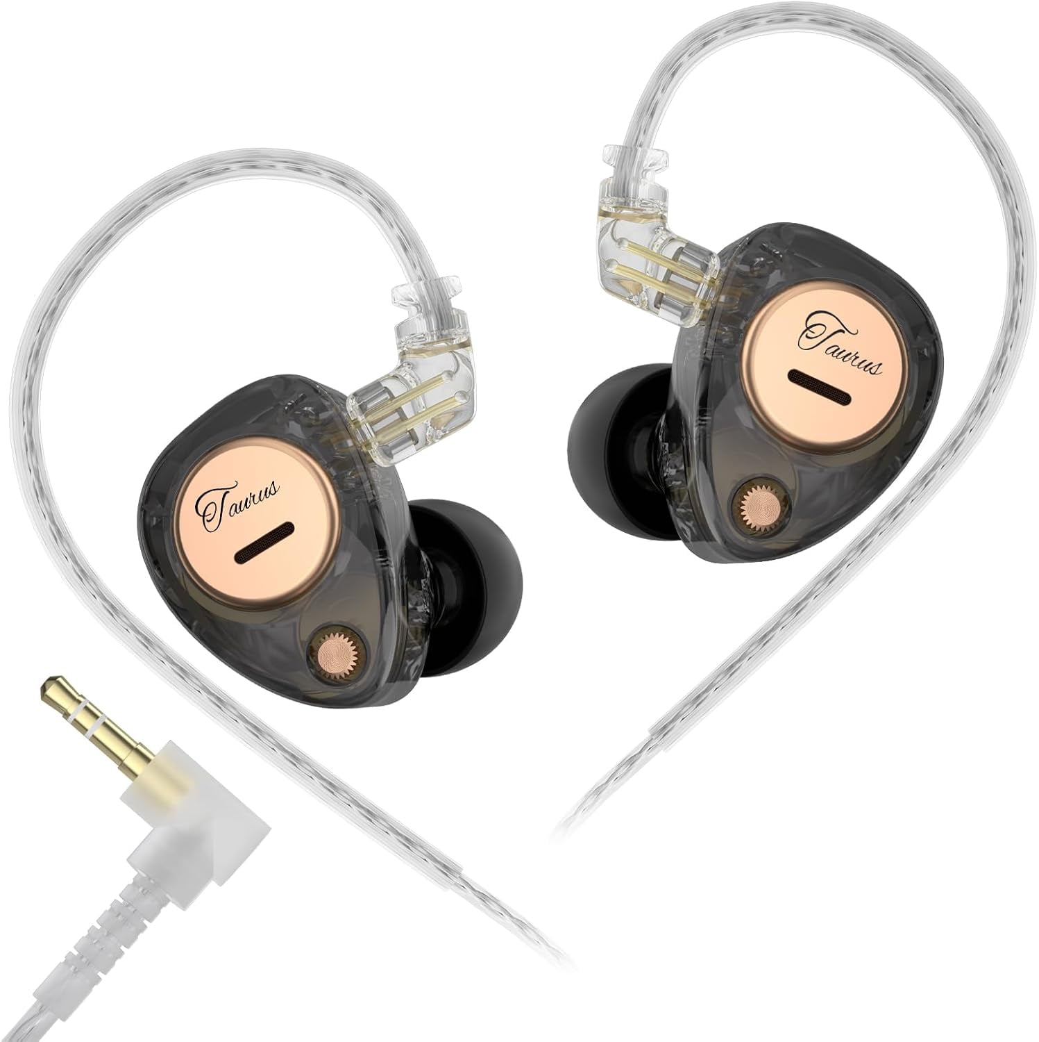 KZ Taurus in Ear Monitor IEM Earbuds, Dual 8mm Dynamic Drivers for Powerful Bass in Ear Headphones, Comfortable Fit iems for Gaming, 2-Pin Gold-Plated Wired Earbuds for Singers (Clear Black, no Mic)