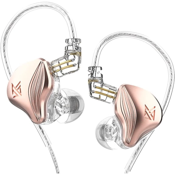 KZ ZEX Earbuds 1 electrostatic + 1 Dynamic Earphone in Ear Monitor Headphone with Detachable Cables Suitable for Audio Engineer, Musician (Rose Gold, Without Mic)