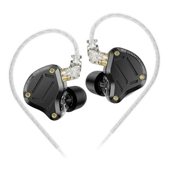 KZ ZS10 PRO 2 In Ear Monitor IEM, 1DD+4BA Hybrid Wired Earbuds, with 4-Level Tuning Switch, 3-Way Crossover Gaming Earbuds, Silver-plated IEM Cable for Musician Audiophile (Black, Without Mic)