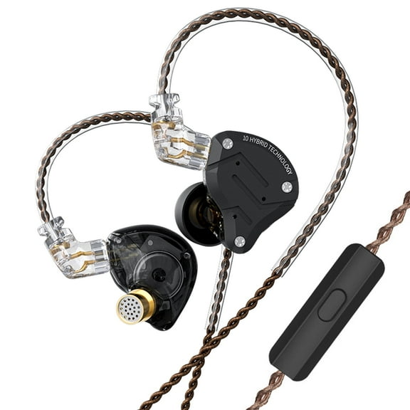 KZ ZS10 Pro in Ear Monitor, 4BA 1DD KZ Headphone Multi Driver in Ear Earphone IEM, on Stage HiFi Monitor for Singer Guitarist Drummer (Matte Black with Mic)