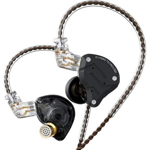 KZ ZS10 Pro IEM Headphone, in Ear Monitor Headphone, 4BA 1DD KZ Earphone Multi Driver in Ear Earphone IEM, KZ Earphone, on Stage Monitor for Singer Guitarist Drummer (Matte Black No Mic)