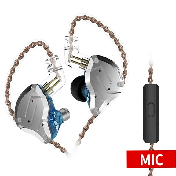 KZ ZS10 Pro in Ear Monitor Headphone, KZ HiFi Earbuds Headphone with 4 Balanced Armatures and 1 Dynamic Drivers for Drummer Musician (Blue with Mic)