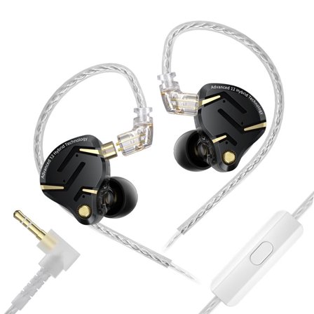 KZ ZS12 PRO 2 in Ear Monitor Headphones, Wired Gaming Earbuds 1DD+5BA Hybrid Driver IEM Earphone with Mic, KZ IEM in Ear Monitors for Singer Musician Audiophile,2Pin IEM Cable,Black