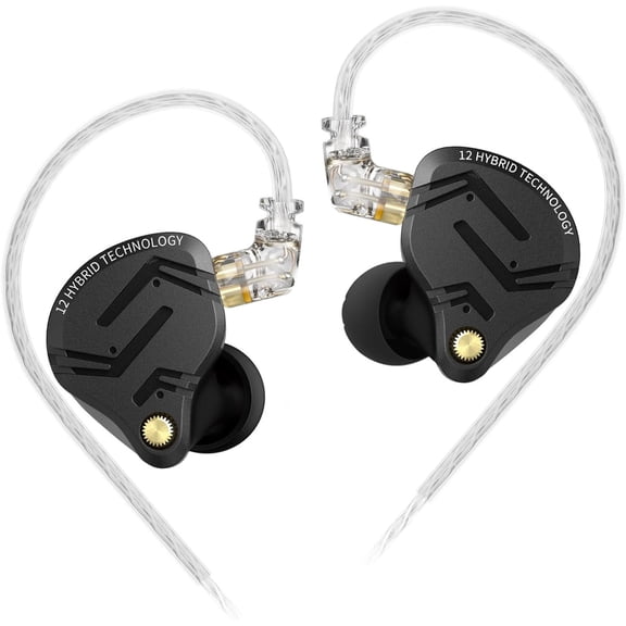 KZ ZS12 PRO X in Ear IEM Headphones,1DD+5BA Hybrid Wired Gaming Earbuds,KZ in Ear Gaming Earbuds Earphones with 2PIN for Audiophile (Dark Black, NO Microphone)