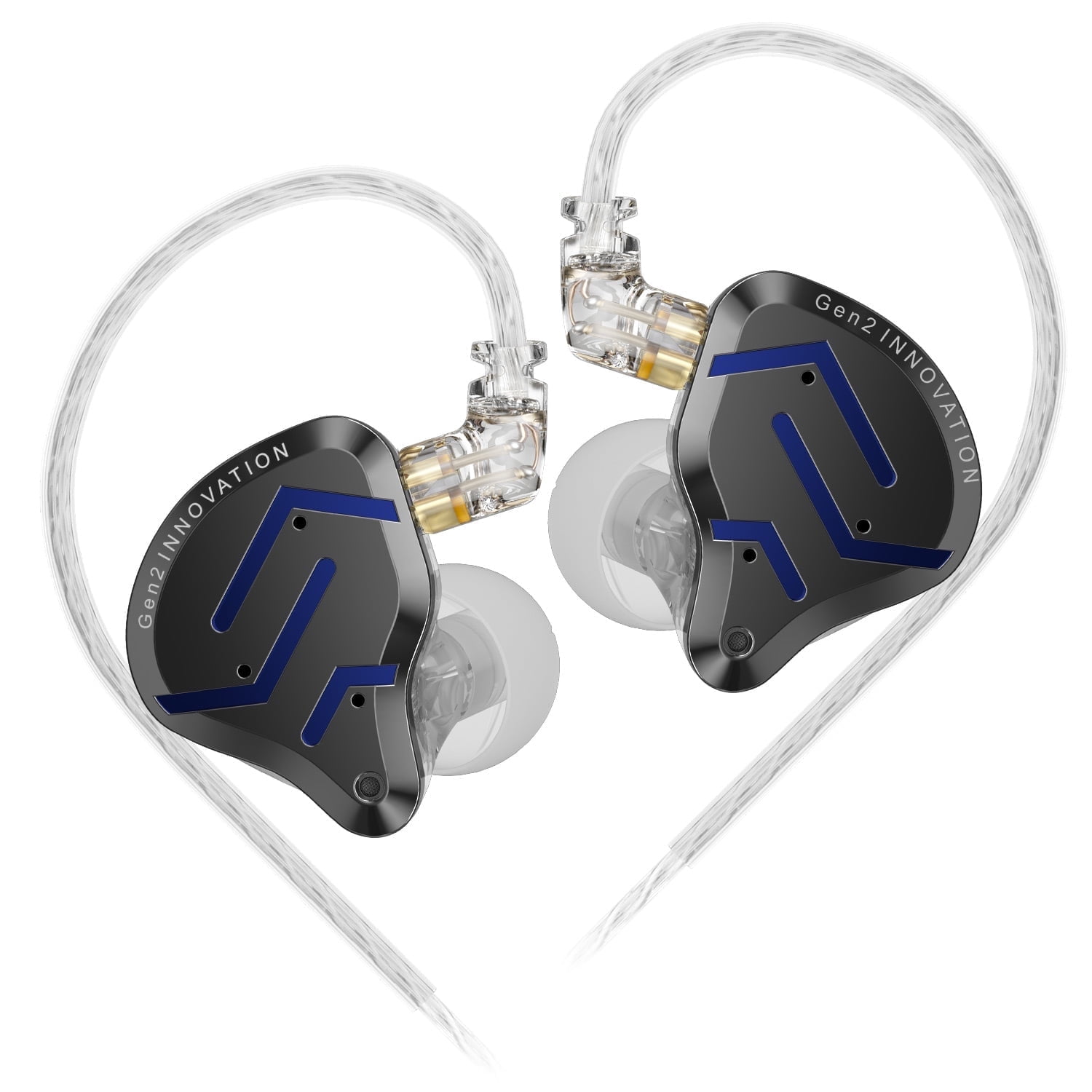 KZ ZSN PRO 2 in-Ear Monitor, 1BA+1DD Hybrid Driver HiFi Earphones IEM, Wired Earbud, Detachable Silver-Plated Recessed 0.75mm 2Pin Cable for Audiophile(without Mic, Blue)