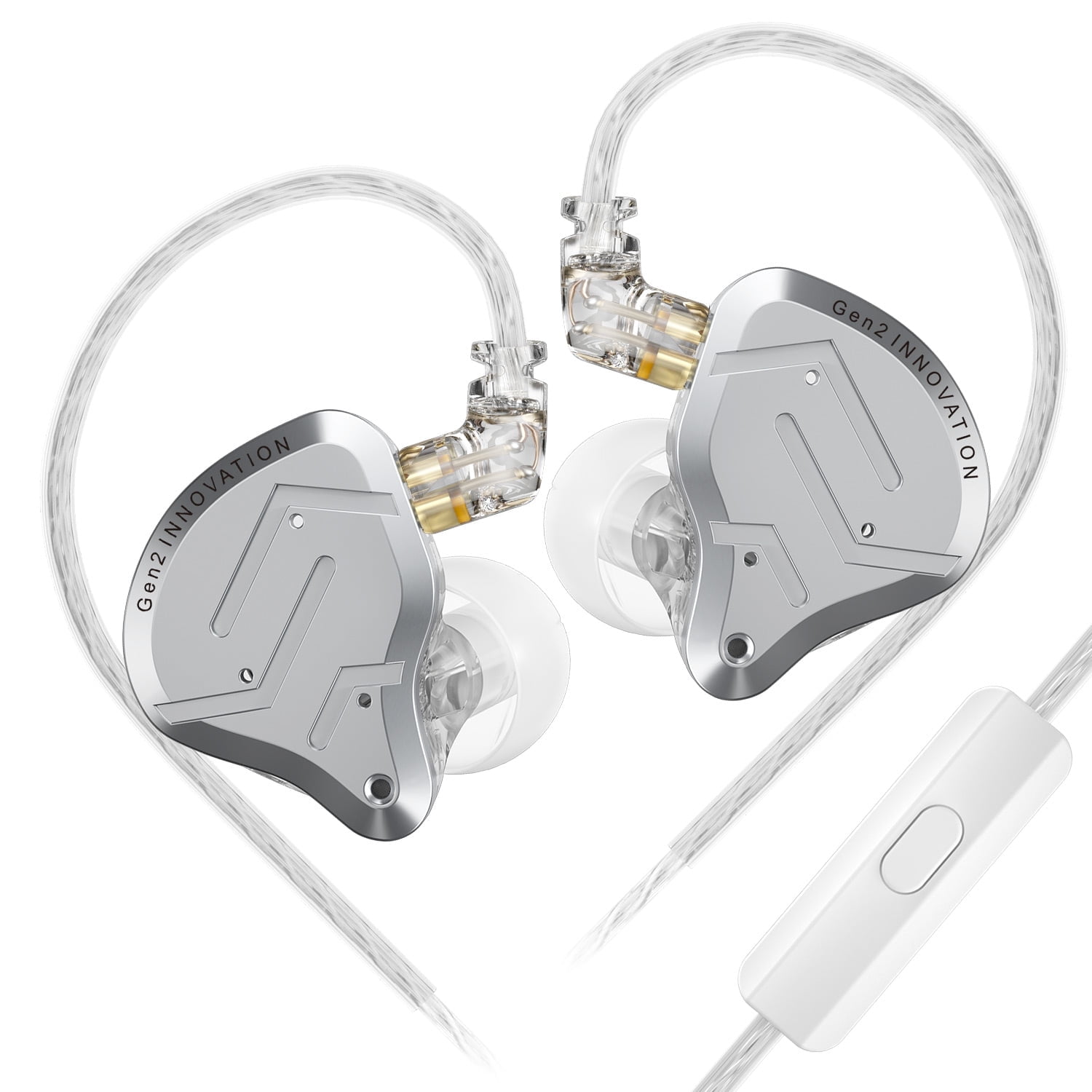 KZ ZSN Pro 2 iem, HIFI KZ in ears Monitors, KZ Wired Earbuds Headphones with Hybrid 1ba 1dd Drivers, High Fidelity Musicians in-ear Earphones with Tangle-Free Cable for Gaming (with mic, Silver)