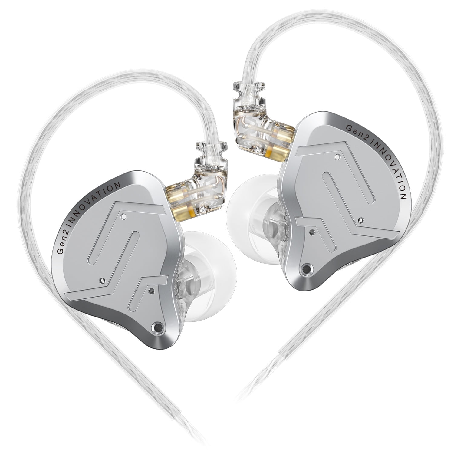 KZ ZSN Pro 2 iem, HIFI KZ in ears Monitors, KZ Wired Earbuds Headphones with Hybrid 1ba 1dd Drivers, High Fidelity Musicians in-ear Earphones with Tangle-Free Cable for Gaming (without mic, Silver)