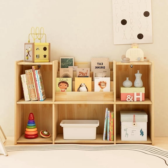 KZElegy Kids Bookshelf with 3-Tier Book Racks,5 cube Bookcase Book 2 -Tier Display Toy Storage Organizer
