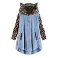 thumbnail image 1 of KZKR Fleece Jacket for Women's Leopard Print Pullover Hoodie Cat Ear Sweatshirt Coat Top with Pocket Fall Warm, 1 of 4