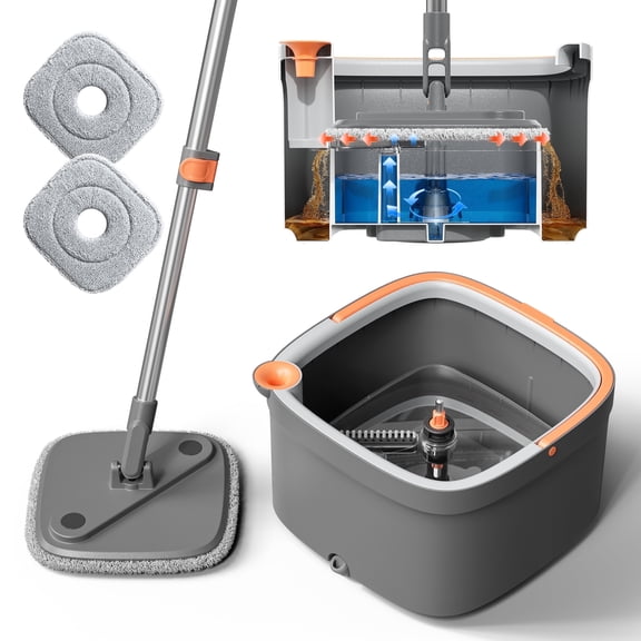 KZKR Easy Mop and Bucket Set with Squeeze Wringer Mops