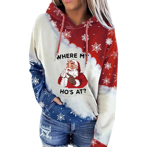 KZKR Plus Size Sweatshirt Hooded for Women Drop Shoulder Long Sleeve Christmas Pullover Lightweight Shirt