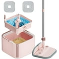 thumbnail image 1 of KZKR Square Spin Mop and Bucket Set with Self Separation Dirty and Clean Water System,Self Wringing 360° Rotating Mops Head for Home Floors Cleaning (2.0 mop Bucket Set with 2 Pads), 1 of 9