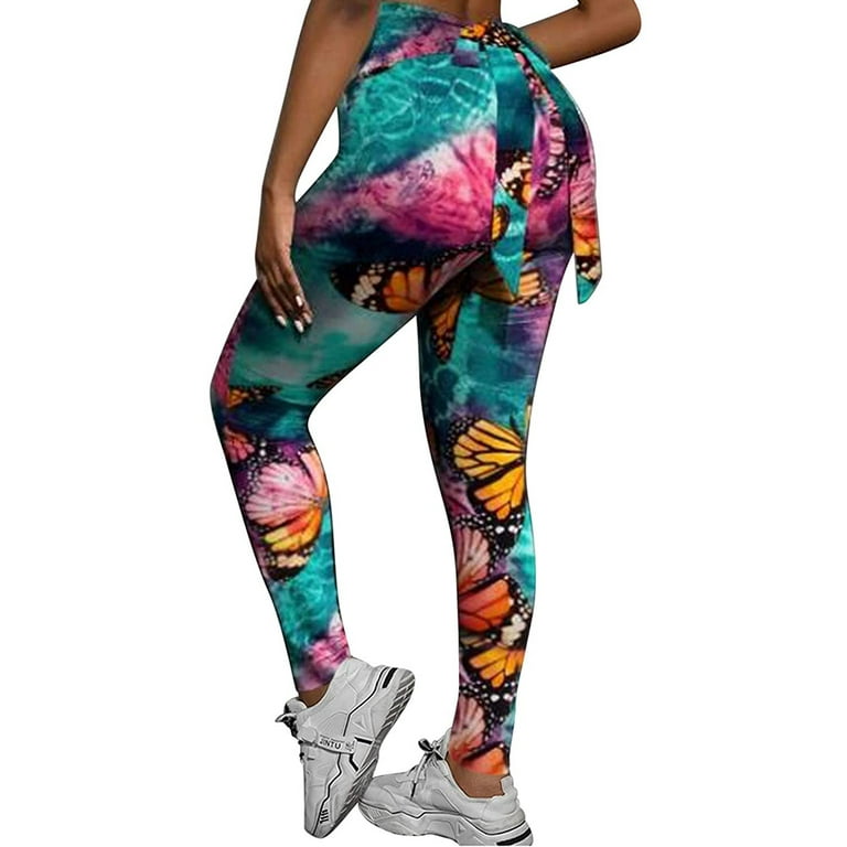 KZKR TikTok Women's High Waisted Yoga Pant Tummy Control Legging Sexy Bow  Tie Back Ruched Booty Workout Leggings 