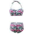 thumbnail image 1 of KZKR Women High Waist Bikini Set Vintage Floral Print Front Knot Side Bandage Two Piece Swimsuit Beachwear, 1 of 6