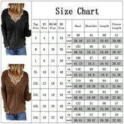 JEANEWPOLE1 KZKR Women Knitted Sweaters V Neck Pullover Tops Lady Solid Casual Jumper Autumn Winter Female Long Sleeve Sweaters