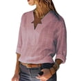 thumbnail image 1 of KZKR Women's Plus Size Womens V Neck Shirts Long Sleeve Blouse Casual Tops, 1 of 2
