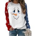 thumbnail image 1 of KZKR Womens Christmas Crewneck Long Sleeve Sweater, Cute Snowman Printing Tops Loose Casual Pullover, 1 of 5