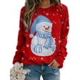 thumbnail image 1 of KZKR Womens Christmas Crewneck Long Sleeve Sweater, Cute Snowman Printing Tops Loose Casual Pullover, 1 of 4