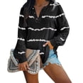 thumbnail image 1 of Chiffon Lantern Sleeve Tops for Women Elegant Blouse Female Loose V Neck Pullover Plus Size S-5XL, 1 of 3