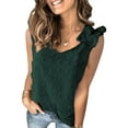 thumbnail image 1 of KZKR Womens Summer Jacquard Tank Top Chiffon Sleeveless Shirt V Neck Blouse, 1 of 3