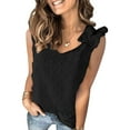 thumbnail image 1 of KZKR Womens Summer Jacquard Tank Top Chiffon Sleeveless Shirt V Neck Blouse, 1 of 3