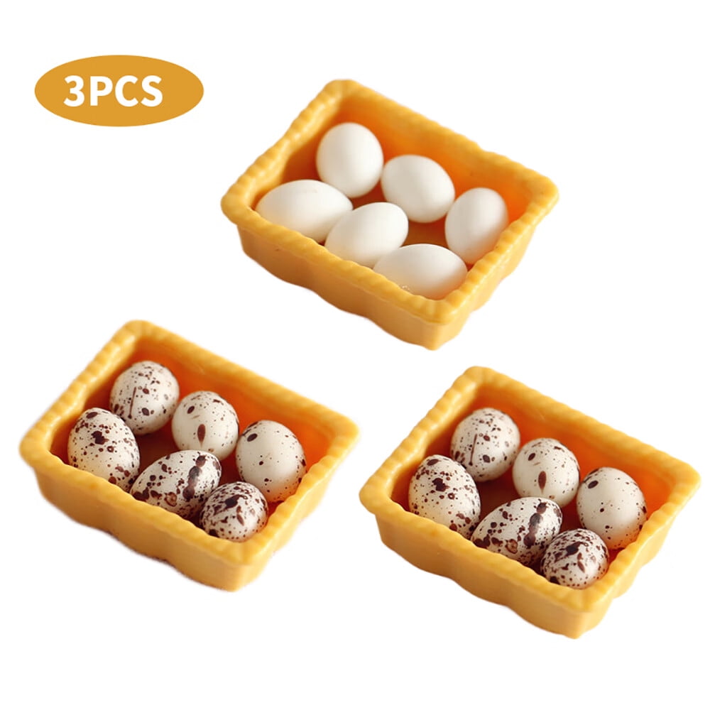 KZLO 3 Set Miniature Egg with Tray, Simulation Food Scene Model