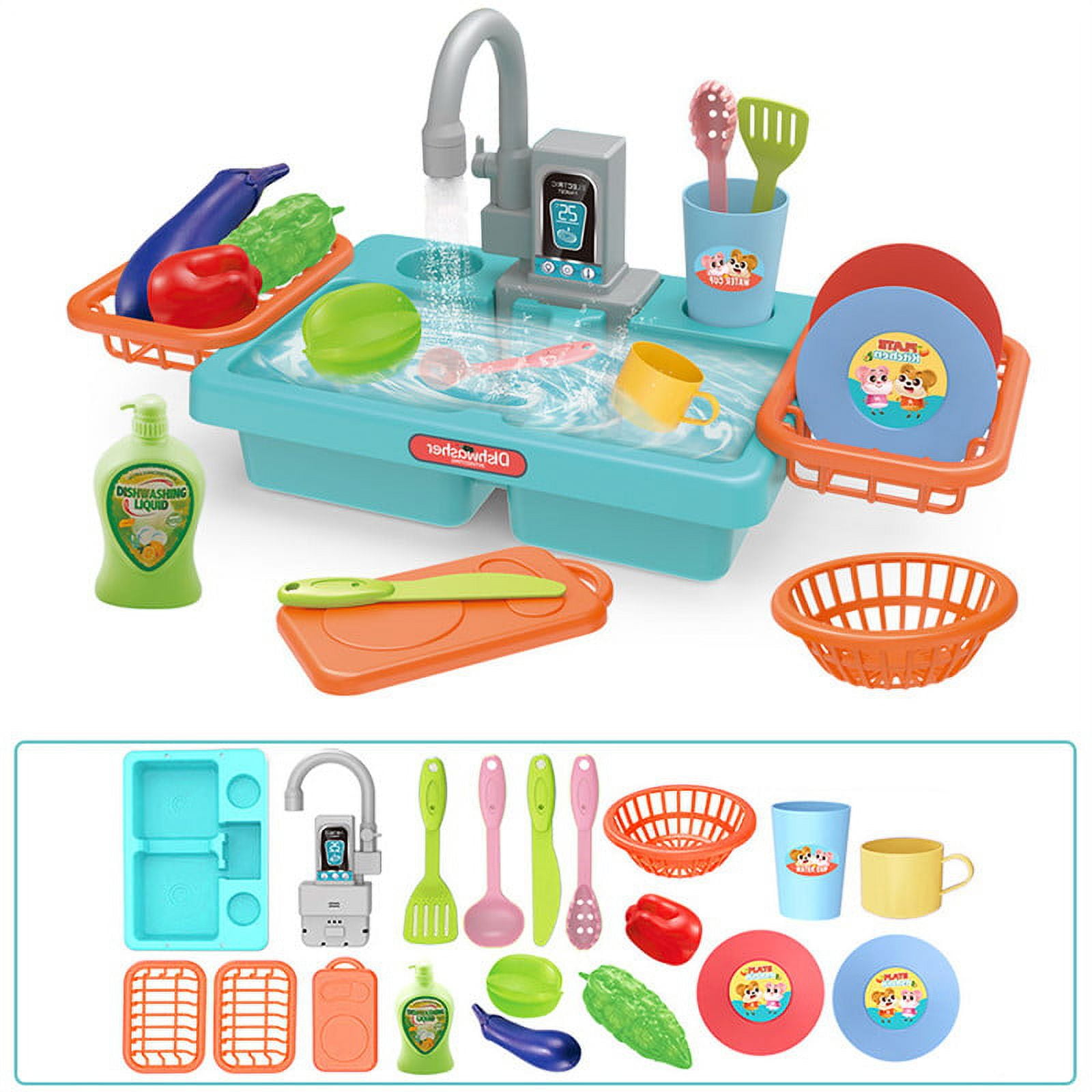 KZLO Faucet Rotates The Water Function Kids Kitchen Sink Toys Electric