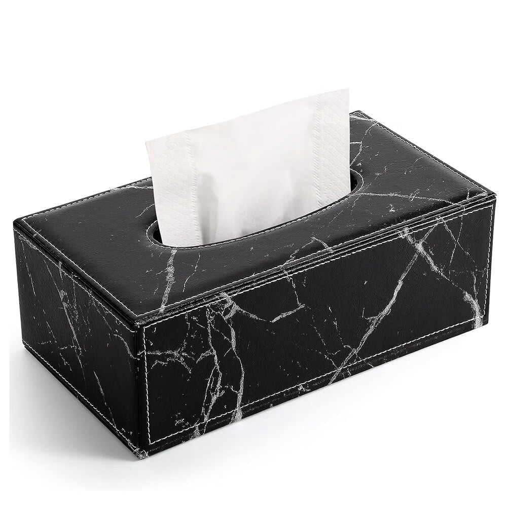 KZLO PU Leather Tissue Box Cover - Stylish Bathroom Vanity Countertop ...