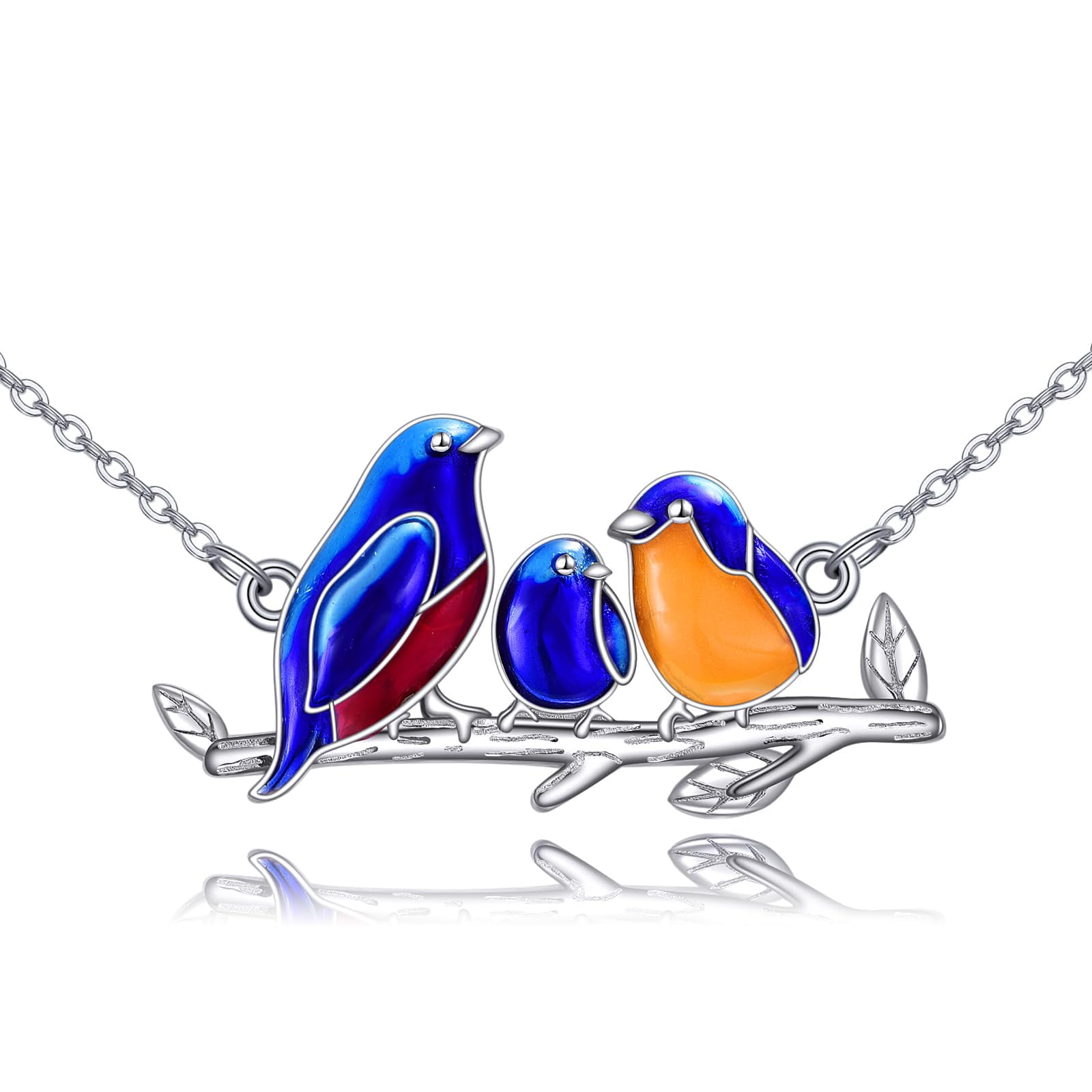 KZX Blue Jay Necklace Blue Jay Family Necklace 925 Sterling Silver