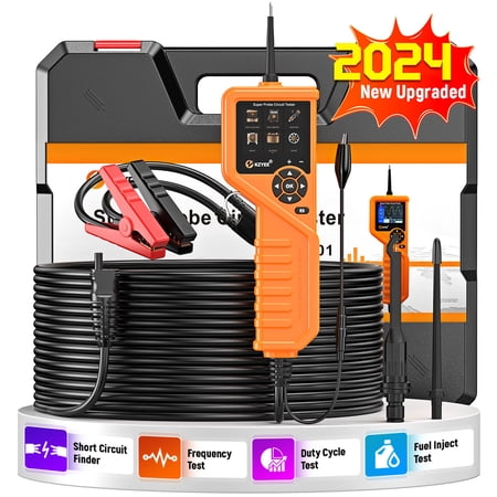 KZYEE KM601 Super Probe Circuit Tester, 12V 24V Automotive Power Circuit Probe Kit, Multimeter/Oscilloscope/Relay Test/Battery Test/Fuel Injector Test, Short Finder, 30FT Cable
